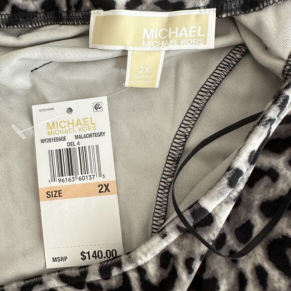 NWT Michael Kors Malachitery Velvet Cheetah Sheath Dress Chain Boat Neck Size 2X - Picture 12 of 14